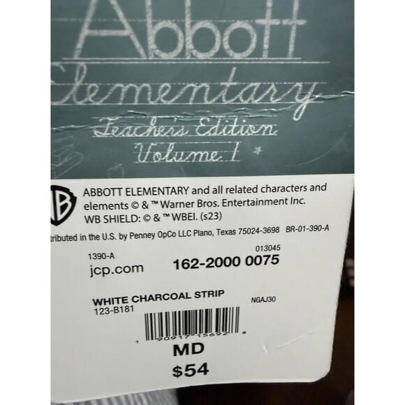 Abbott Elementary Teacher's Edition Size Medium Men's Dress Shirt White Charcoal - Picture 4 of 4